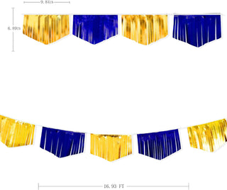 Metallic Fabric Tassel Bunting Banner in Royal Blue & Gold (17FT) 3