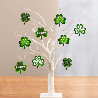 24pcs St Patrick's Day Shamrocks Wooden Clover Hanging Ornaments 6