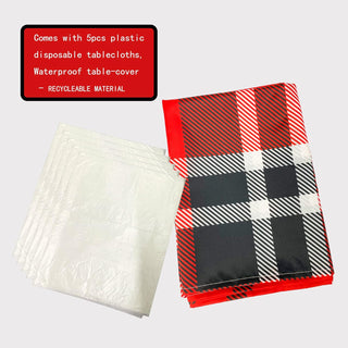 Buffalo Plaid Tablecloth in Black, Red and White (54"x108") 6