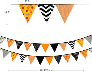 Halloween Orange Grey Flag Banner with Stripes & Polka Dots (23Ft) 6