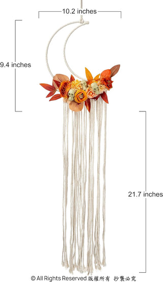 Boho wall Hanging Decoration with Fall Flower and Skulls (31inches) 5