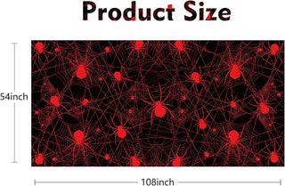 Halloween Spider Tablecloth in Black and Red (54"x108") 7