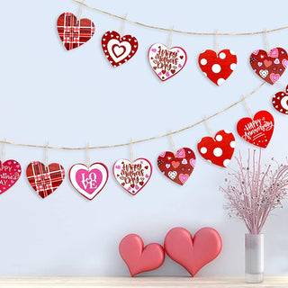 Valentine's Day Heart Tree Ornaments Wooden (24Pcs) 