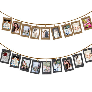 10Pcs 7inch White Paper Photo Frame Wooden Clips Picture Holder 3