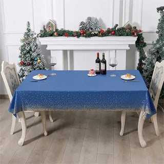 Disposable Tablecloth with Gold Dots in Blue (54"x108") 4