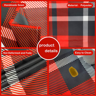 Buffalo Plaid Tablecloth in Black, Red and White (54"x108") 7