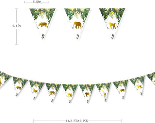 Jungle Safari Pennant Bunting flags 36ft 7