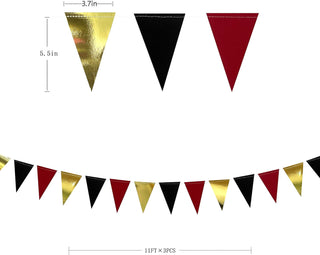 Poker Themed Party Paper Triangle Flag Pennant Banner in Red, Black & Gold(30Ft) 7