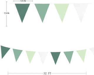 Summer Themed Fabric Flag Banner in Sage Green & Avocado Green (32Ft) 7