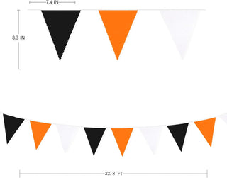 Halloween Fabric Flag Bunting Banner in Orange, Black & White (32Ft) 7