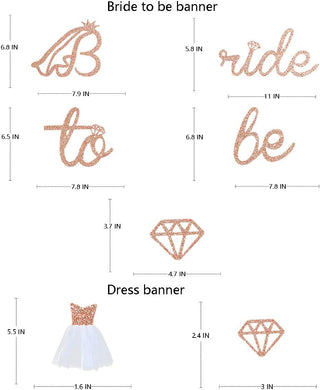 Rose Gold 'Bride To Be' Wedding Shower Decor Banner Glitter Paper (6m) 7