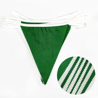 Spring Themed Fabric Bunting Flag Banner in Green & White (32Ft) 7