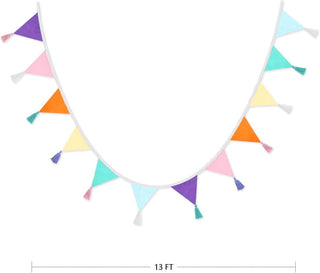 Pastel Birthday Fabric Triangle Flags Banner with Tassels (13Ft) 7