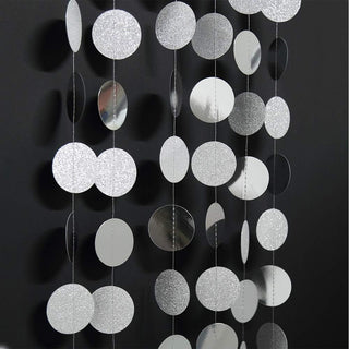 New Year Mirror & Glitter Silver Circle Dots Hanging Garland (52Ft) 7