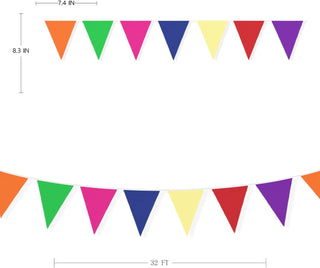 Rainbow Unicorn Party Colorful Pennant Fabric Flag Banner (32Ft) 7