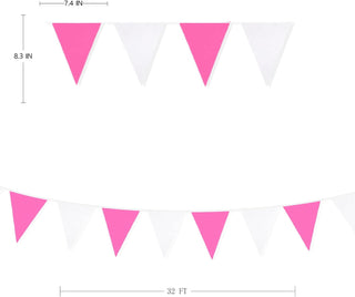 Bridal Shower Fabric Flag Banner in Rose Pink & White (32Ft) 7
