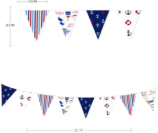 Cruise Theme Party Flag Banner Bunting in Red, Blue & White (32Ft) 7