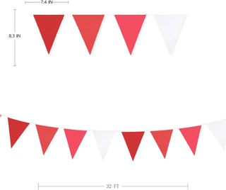  Red Party Pennant Flag Banner in Red, Pink & White (32Ft) 6