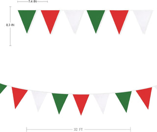 Christmas Decor Fabric Flag Banner in Red, Green & White (32Ft) 7