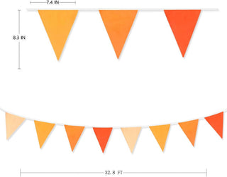 Fall Decor Fabric Triangle Flag Banner in Orange and Yellow (10M)  7