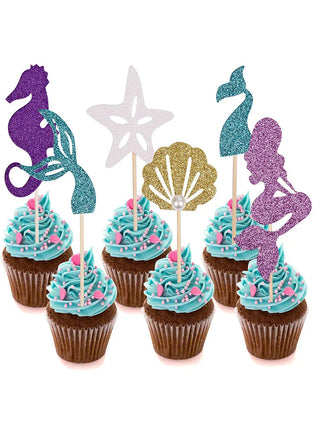Glitter Mermaid Cupcake Toppers Set (24pcs) 3