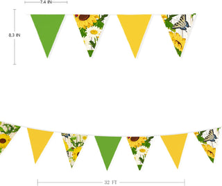 Sunflower Party Fabric Flag Bunting Banner in Yellow & Green  (32Ft) 7