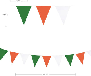 Spring Theme Party Flag Banner in Orange, White & Green(32Ft) 7