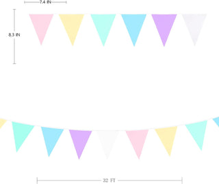 Macaron Party Pastel Fabric Pennant Flag Banner (32Ft) 7