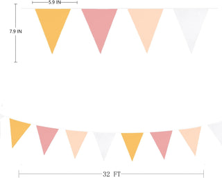 Wedding Fabric Flag Banner in Yellow, Dusty Pink & White(32Ft) 7
