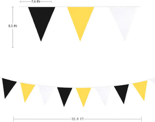 Sunflower Theme Bunting Flag Banner in Yellow, White & Black (32Ft) 7