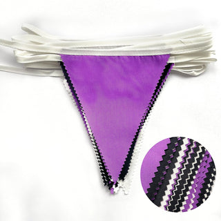 32Ft Purple Black White Graduation Fabric Triangle Flag Banner  7