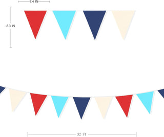 Nautical Theme Party Fabric Flag Banner in Red, Blue & White (32Ft) 7
