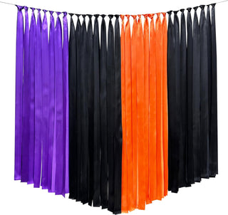 Black, Purple & Orange Satin Ribbon Streamer for Halloween (197Ft) 1