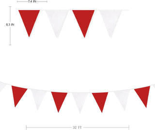  Wedding Banners of Triangle Fabric Flags in Red & White (32Ft) 7