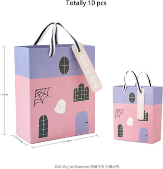 Pastel Halloween Trick or Treat Bags Pink and Purple Hunted House (10pcs ) 2