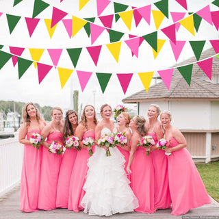  Rainbow Theme Party Flag Banner in Hot, Pink, Green & Yellow (32Ft) 5