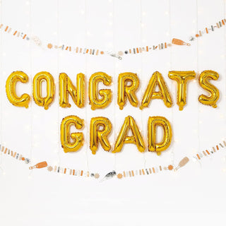 Gold Congrats Grad Letter Balloons and Banners (12pcs) main