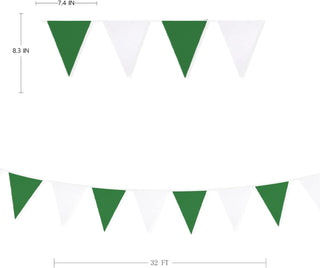 Spring Themed Fabric Bunting Flag Banner in Green & White (32Ft) 8
