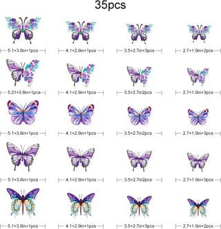 3D Floral Purple Butterfly Decorations Removable Wall Stickers (35Pcs) 8