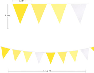 Bee Party Fabric Bunting Flag Banner in Yellow & White (32Ft) 8