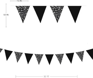  Cotton Lace Triangle Bunting Flag Banner in Black (32Ft） 8