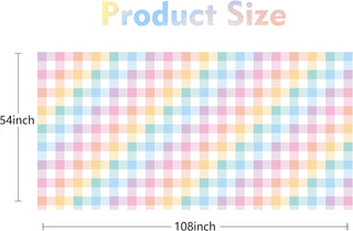 Pastel Rainbow Checkered Fabric Tablecloth (54"x108") 8