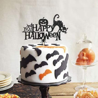 Happy Halloween Cake Toppers with Black Cat, Pumpkin, Ghost & Witch (37pcs) 4