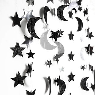 Crescent Star and Moon Garlands Set in Black and Silver (4pcs) 7