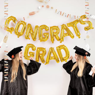 Gold Congrats Grad Letter Balloons and Banners (12pcs) 1