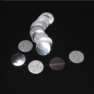 New Year Mirror & Glitter Silver Circle Dots Hanging Garland (52Ft) 8