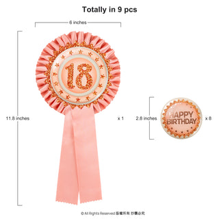 18th Birthday Badge and Button Pins Set in Rose Gold (9pcs) 6