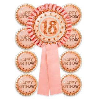 18th Birthday Badge and Button Pins Set in Rose Gold (9pcs) 1