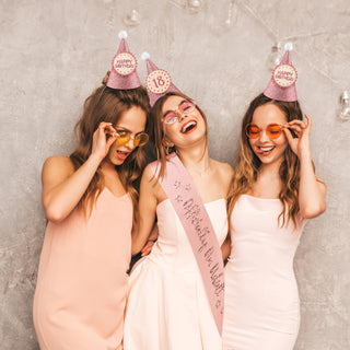 18th Birthday Sash and Party Hats Set in Rose Gold (13pcs) 3