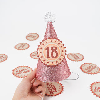 18th Birthday Sash and Party Hats Set in Rose Gold (13pcs) 4